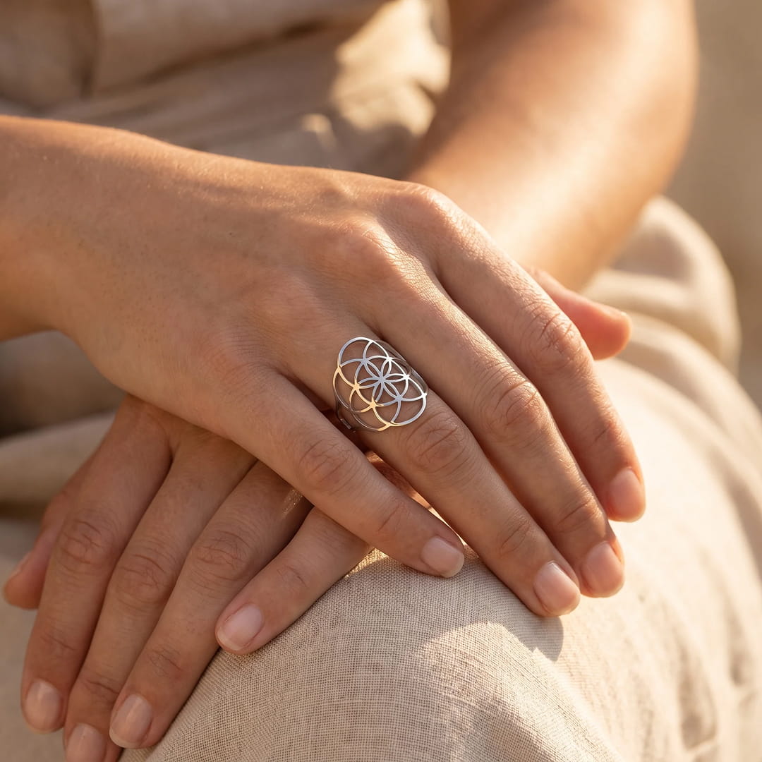 "Seed of Life" Adjustable Ring