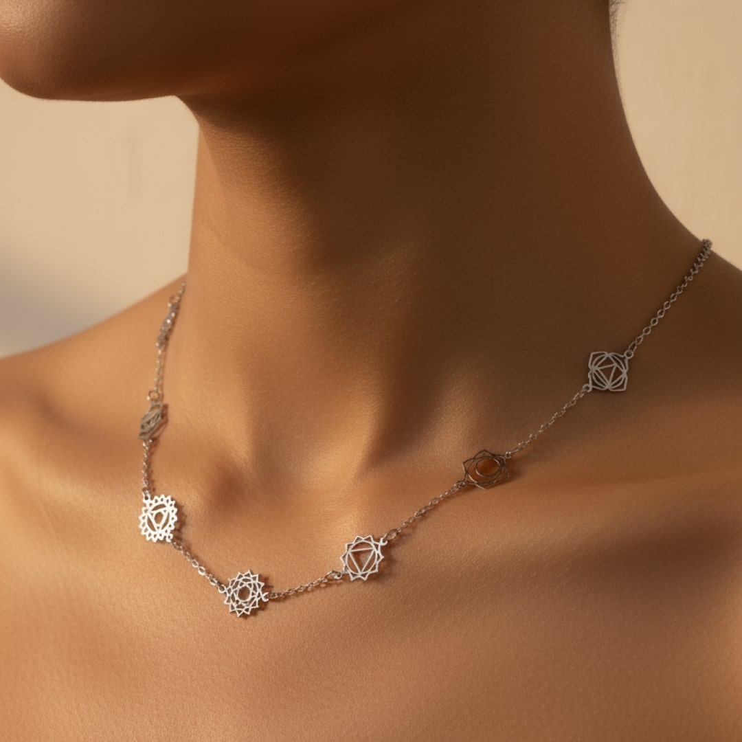 7 Chakras Necklace - Engraved Symbols