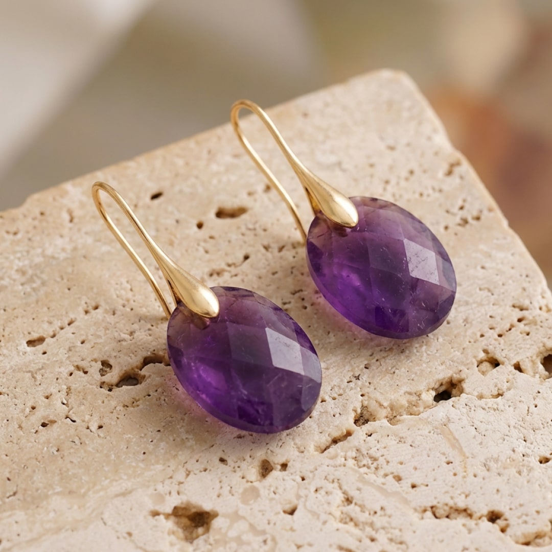 "Elova" Earrings in Natural Stone