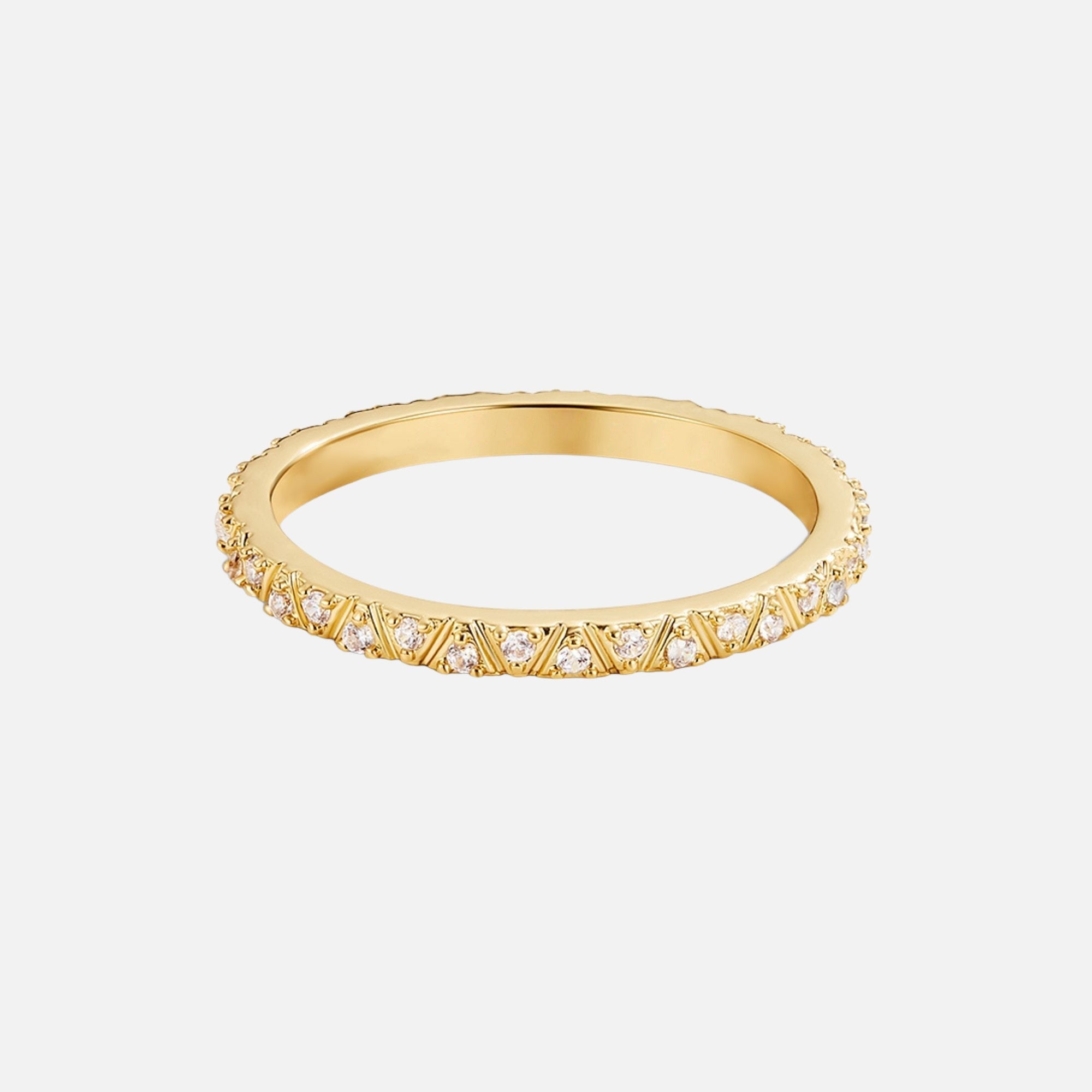 Arquette Gold & Crystal Band Ring