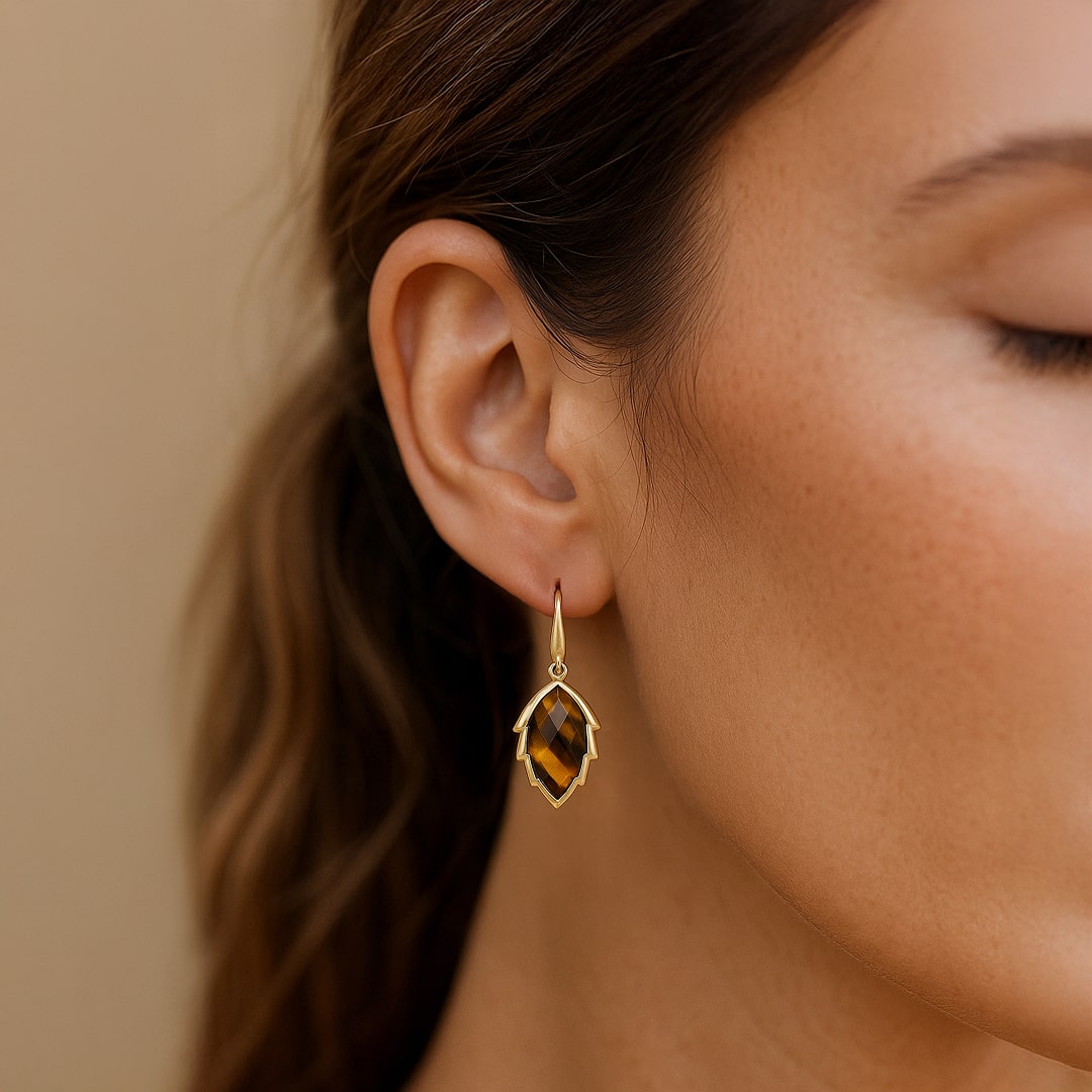 Leaves of the Tree Earrings in Natural Stone