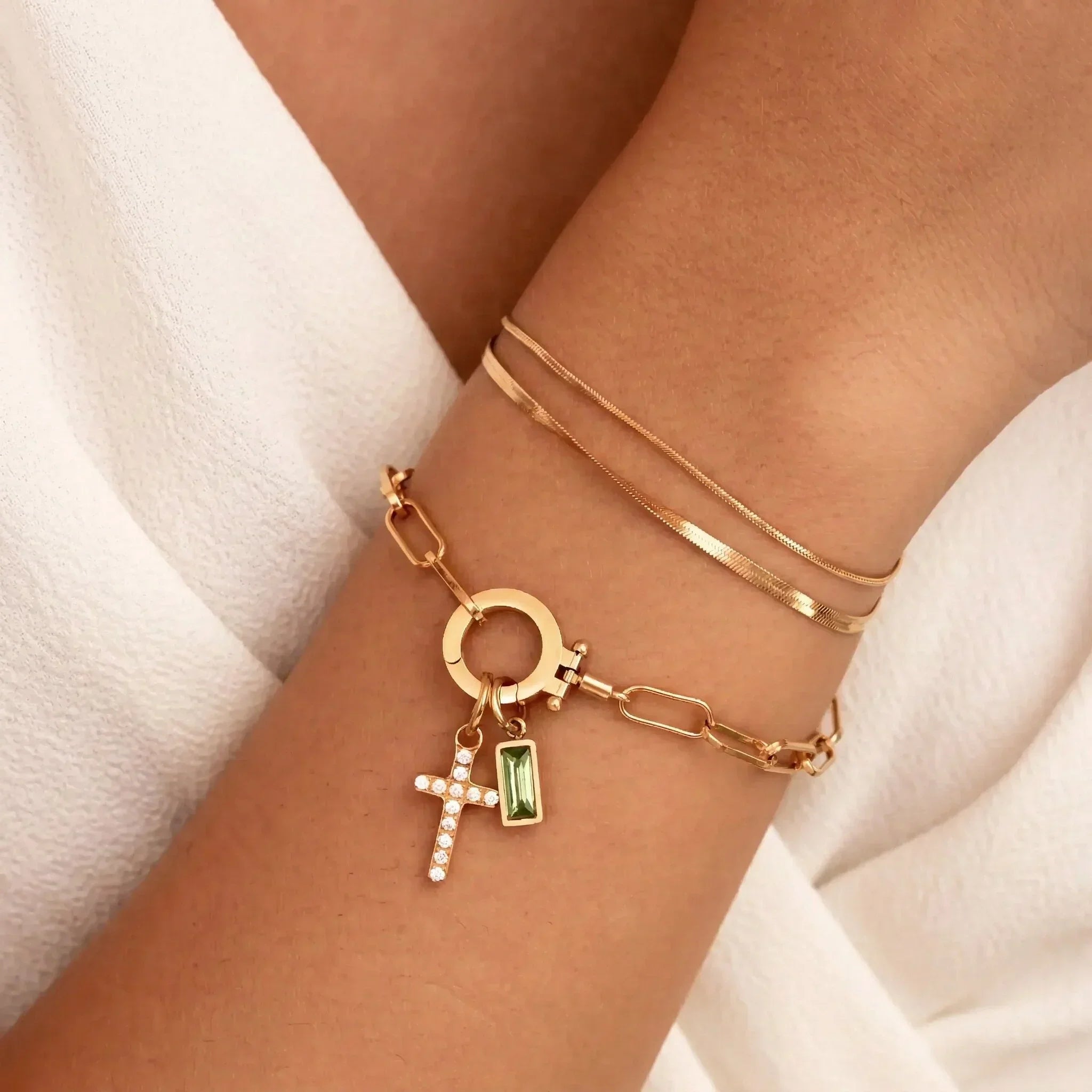 Grazia Birthstone Cross Bracelet