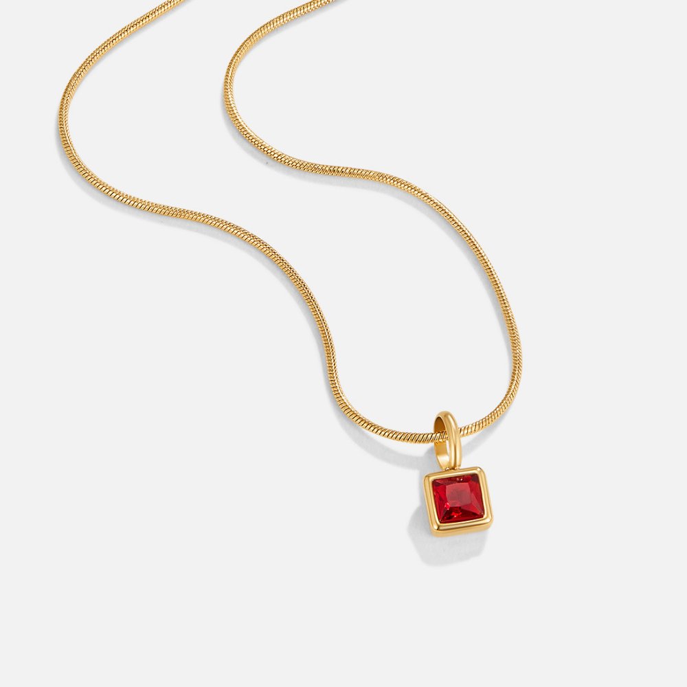 Benedetta Square Birthstone Necklace