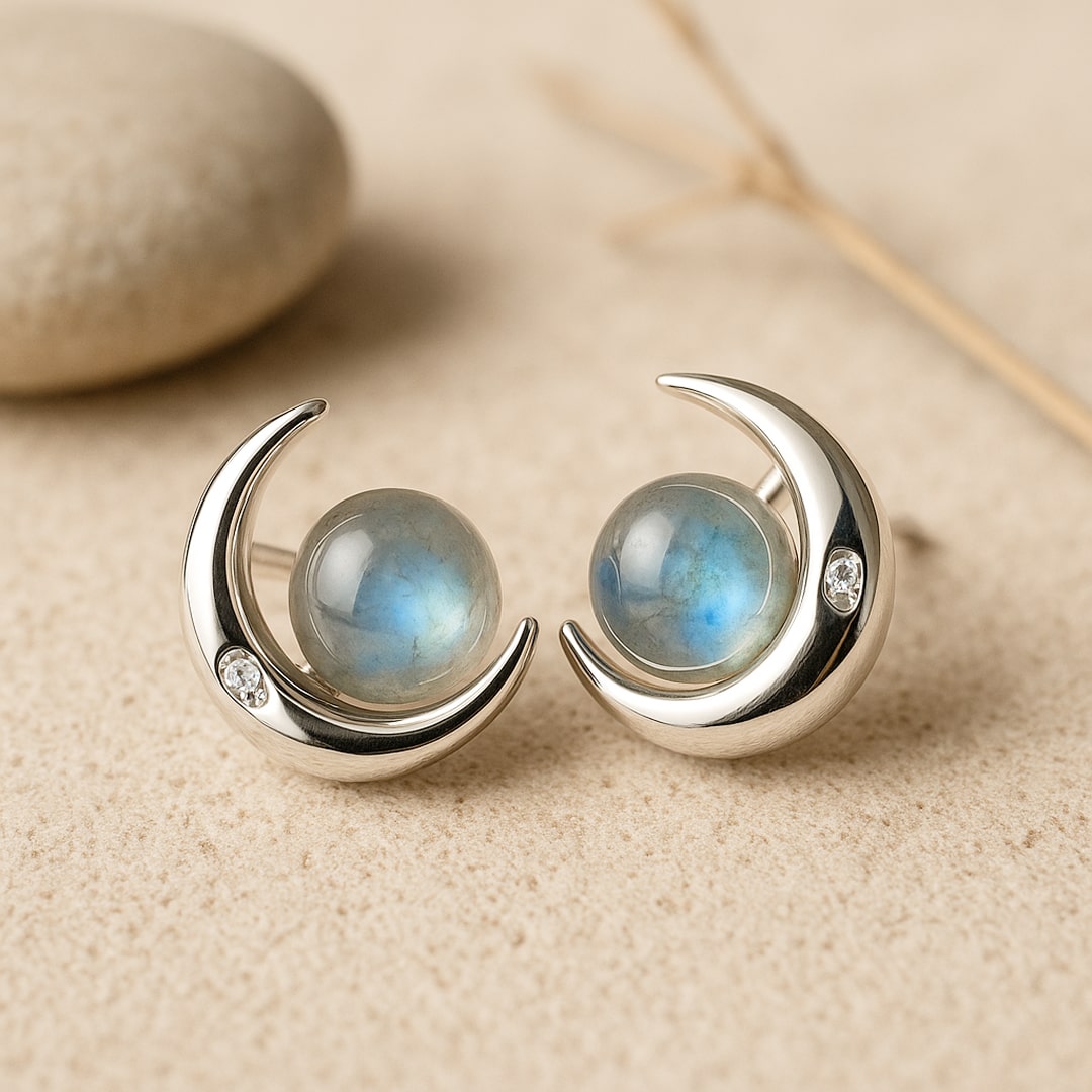 "Boreal Moons" Earrings in Labradorite