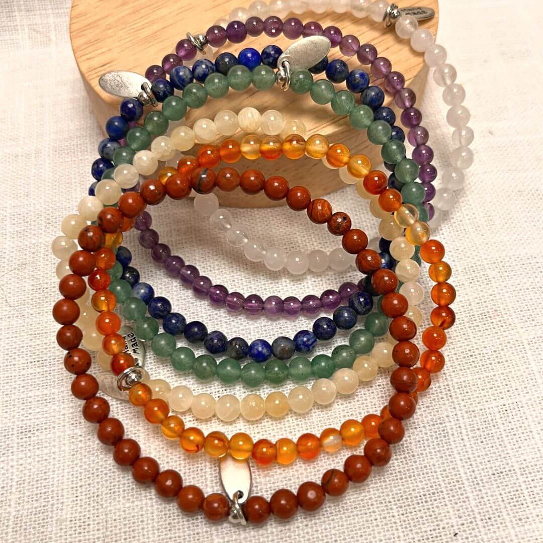 "Rainbow" Set of 7 Bracelets in Natural Stones