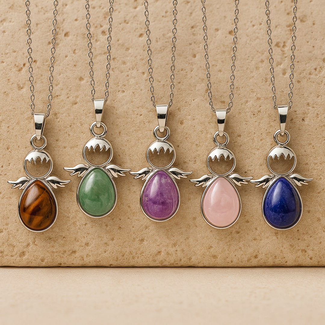 "Little Winged Guardian" Pendant and its Natural Stone