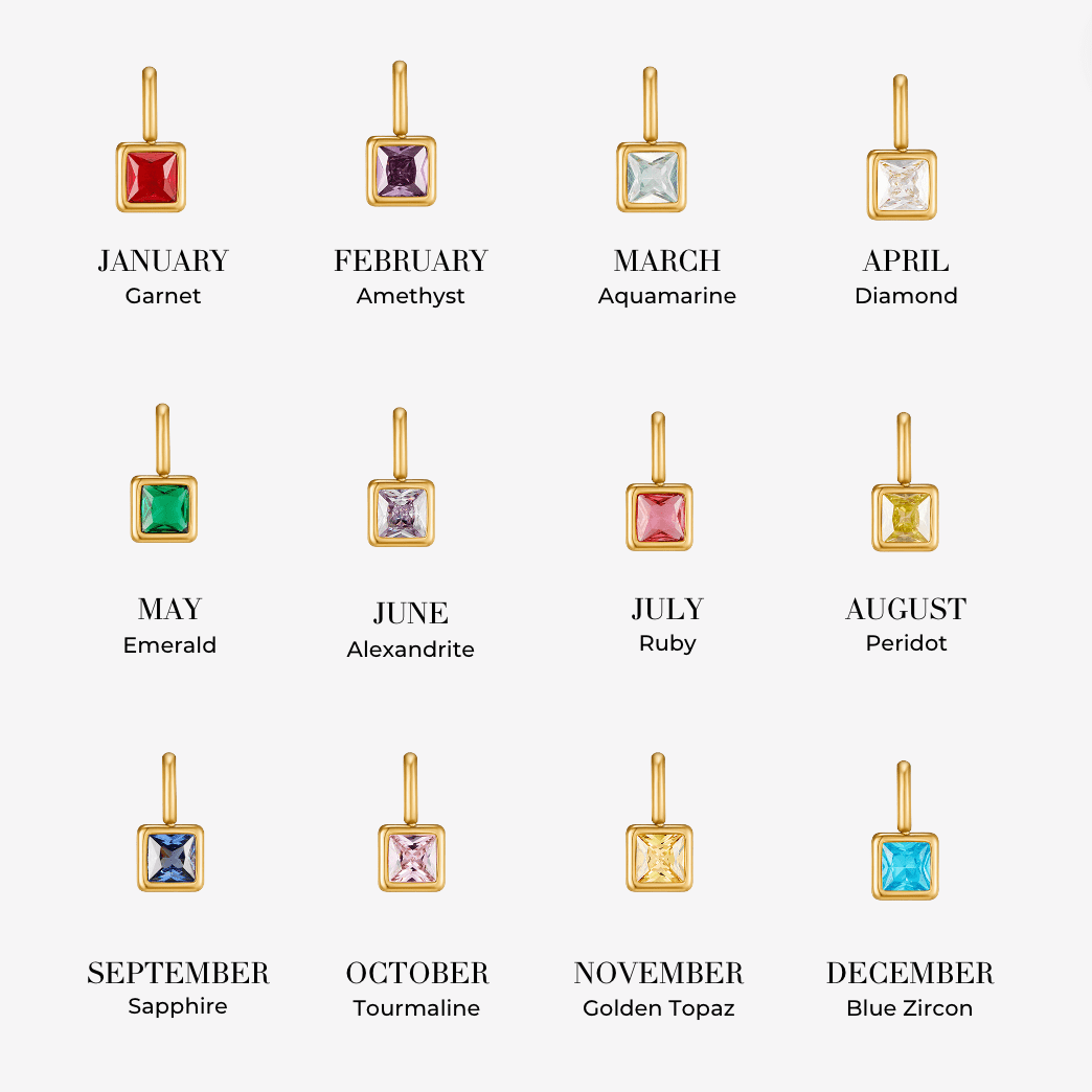 Benedetta Square Birthstone Necklace