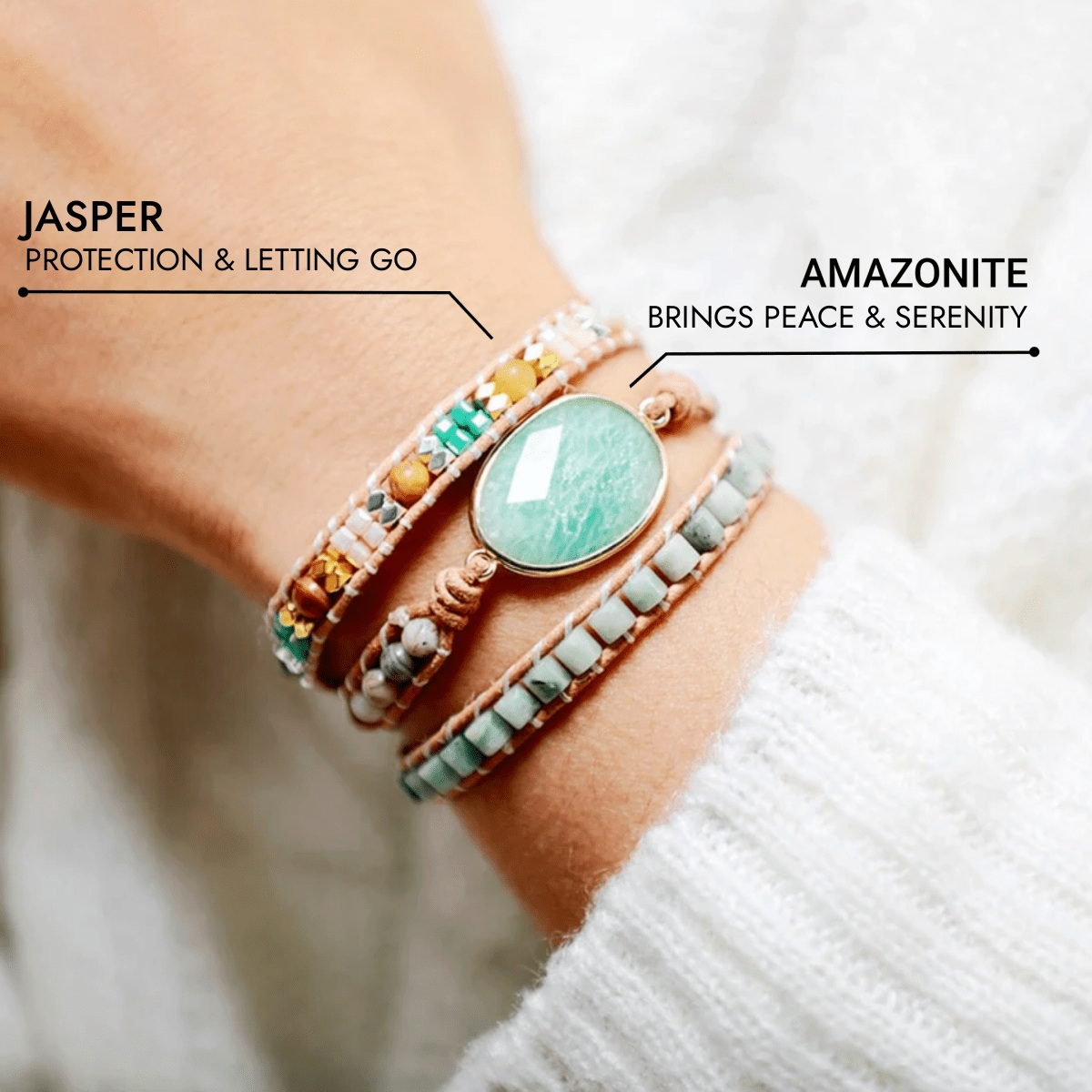"Amazonite Gentleness" Wrap Bracelet