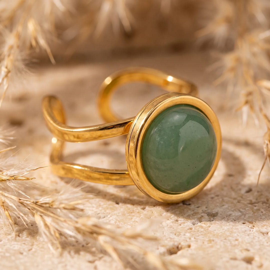 "Arya" Ring in Green Aventurine