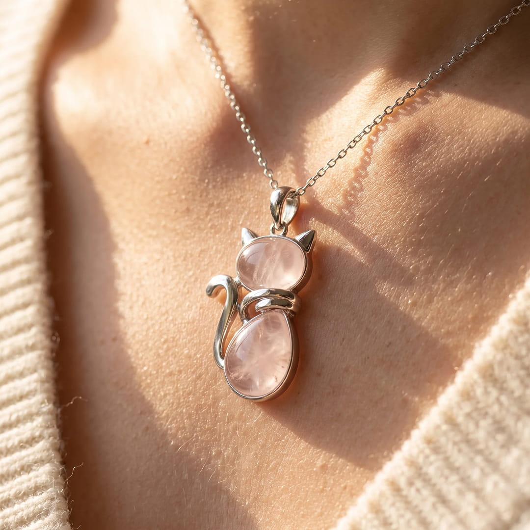 Natural Stone Cat Pendant