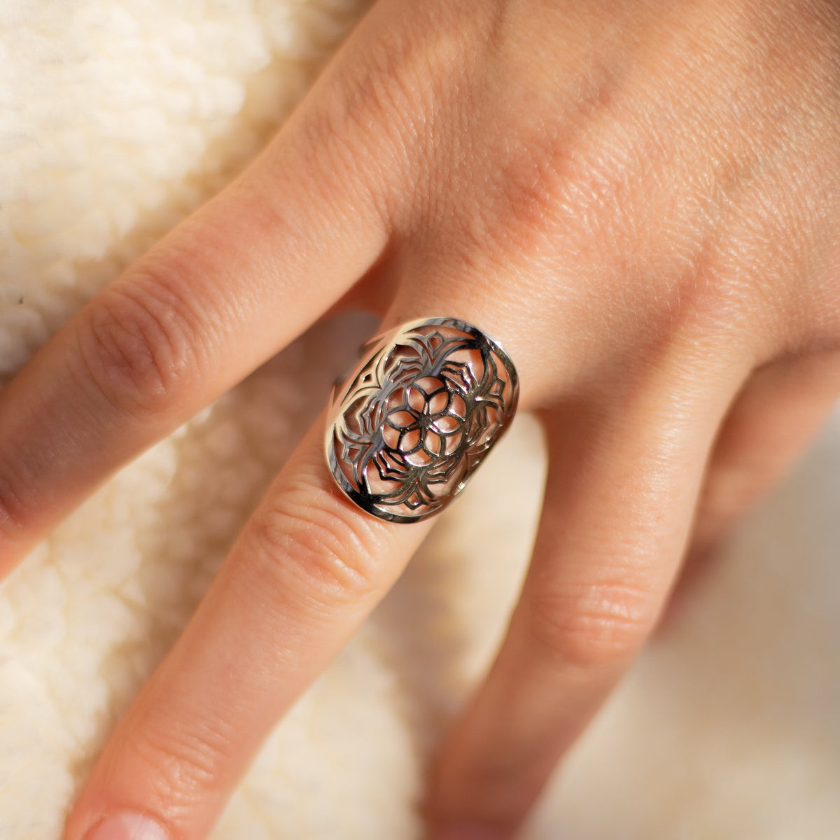 "Mandala Flower" Adjustable Ring