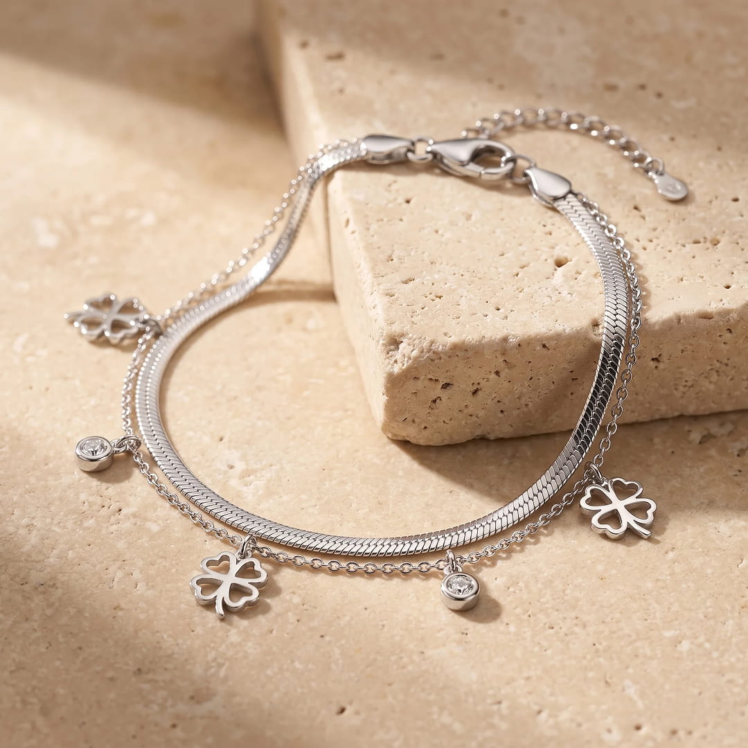 "Enchanted Clover" Bracelet - Gold / Silver Color