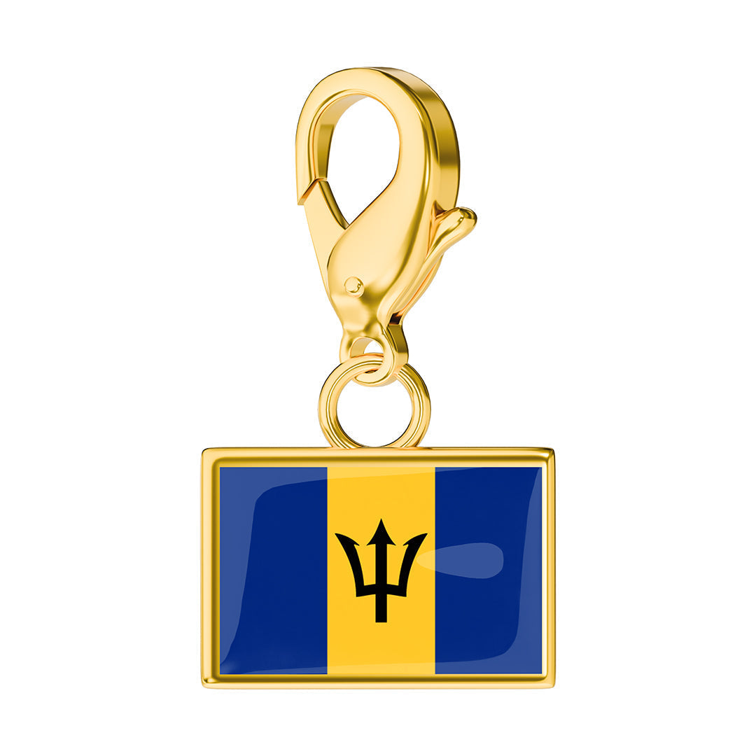 Barbados Flag Charm - Gold