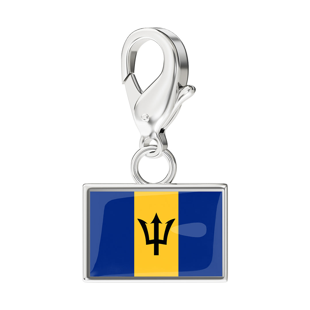 Barbados Flag Charm - Silver
