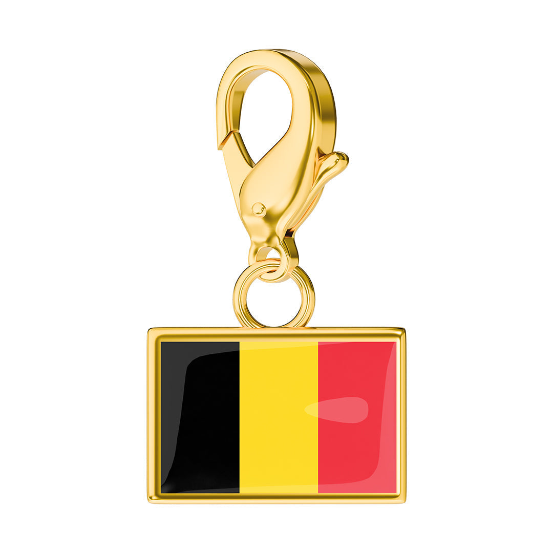 Belgium Flag Charm - Gold