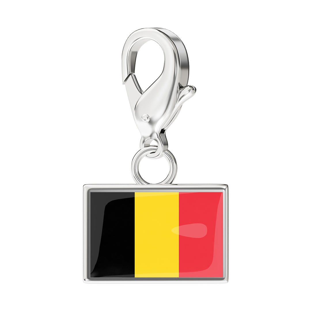 Belgium Flag Charm - Silver