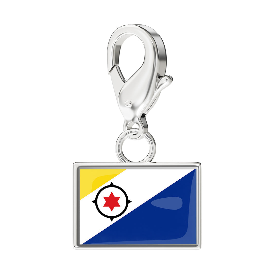 Bonaire Flag Charm - Silver