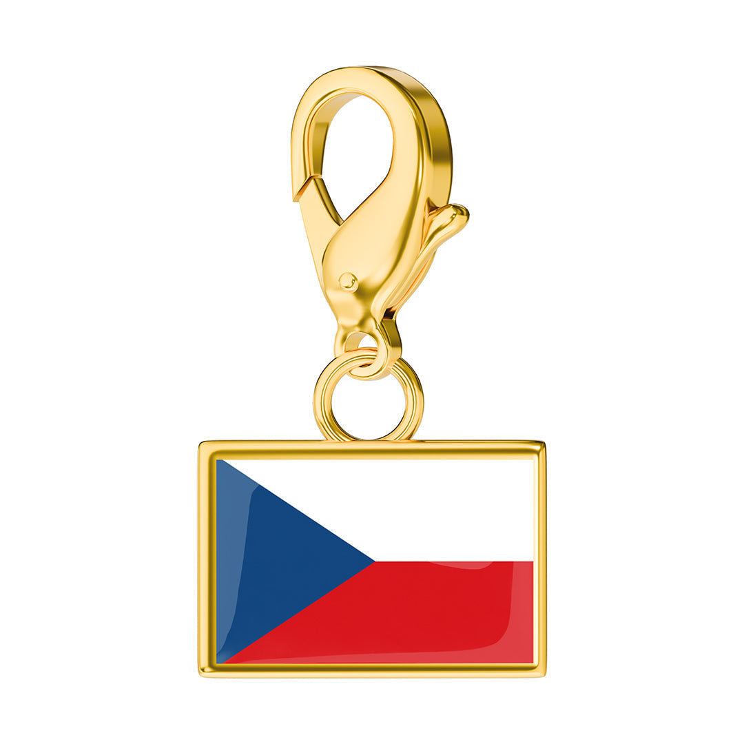 Czech Republic Flag Charm - Gold