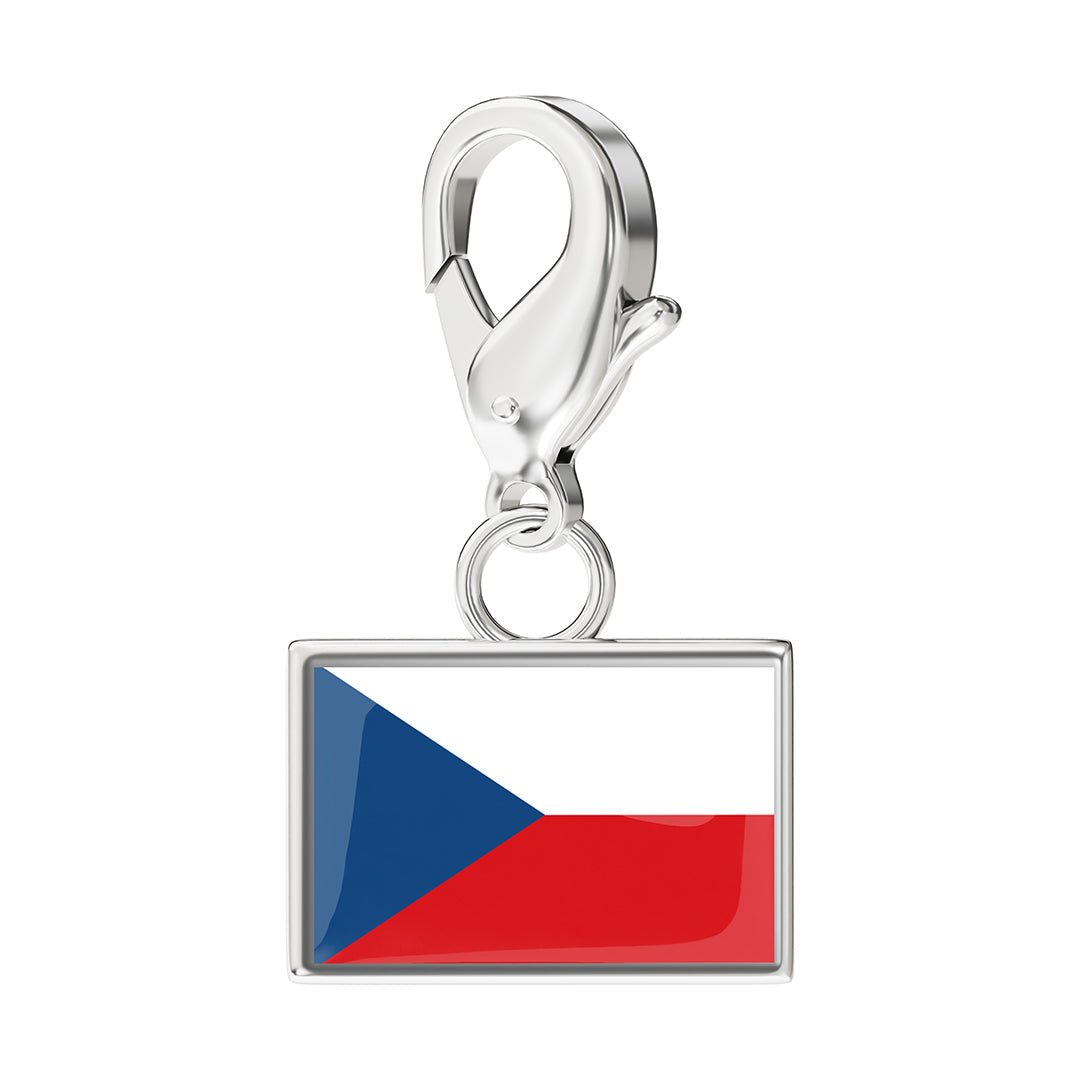 Czech Republic Flag Charm - Silver