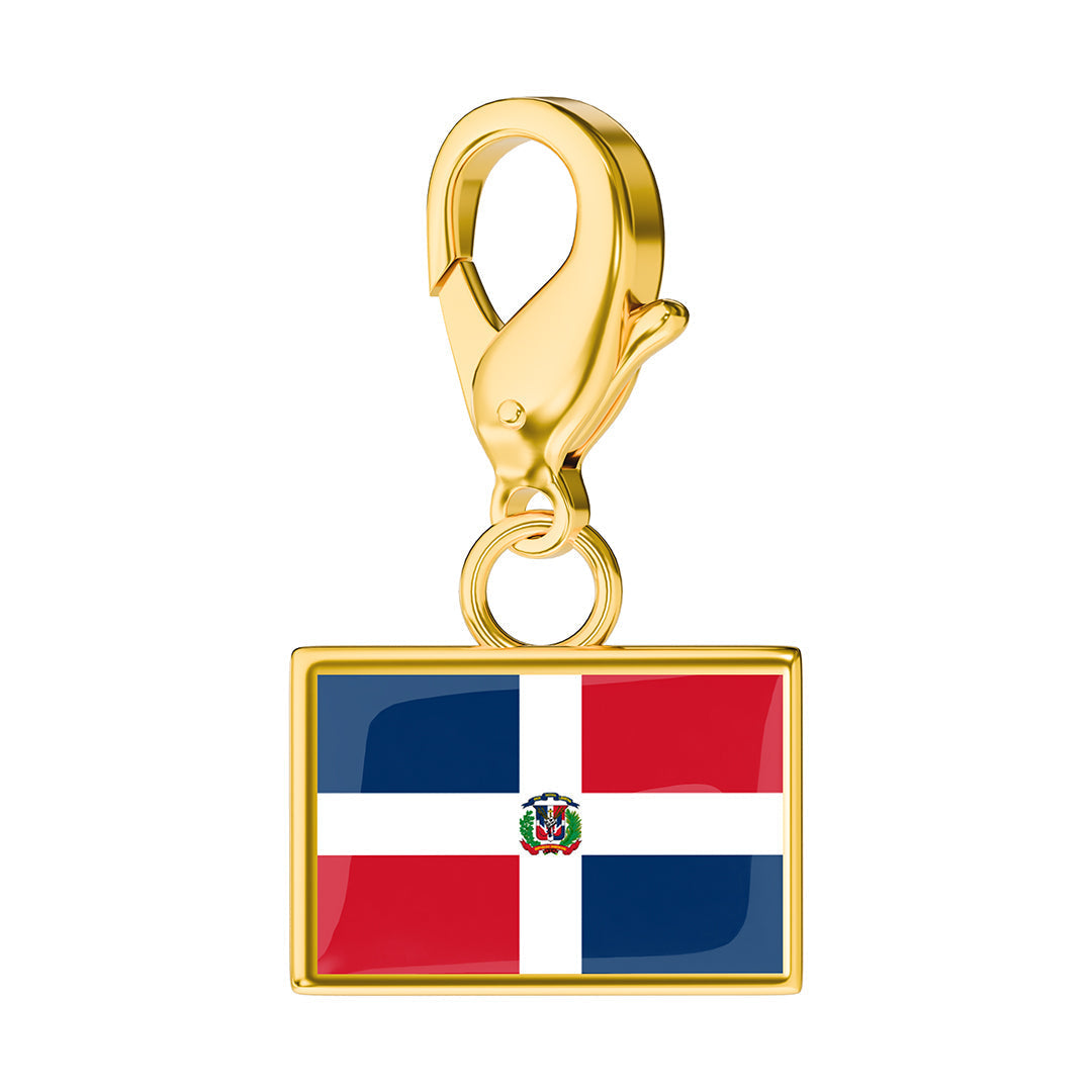 Dominican Republic Flag Charm - Gold