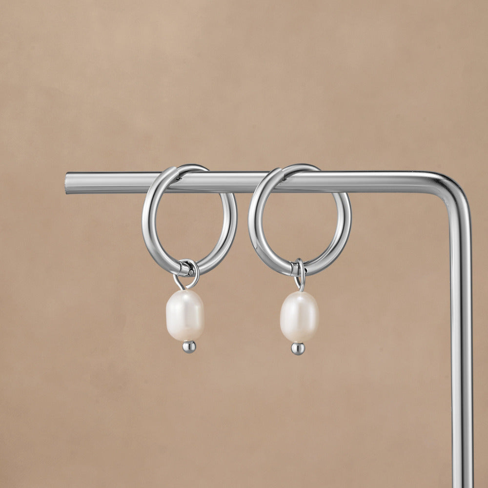 Freshwater Pearl Bella Hoop Earrings