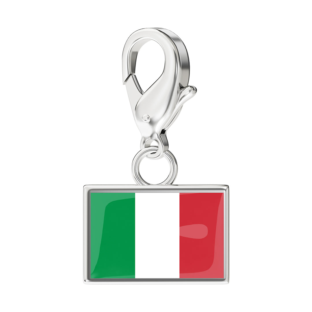 Italy Flag Charm - Silver