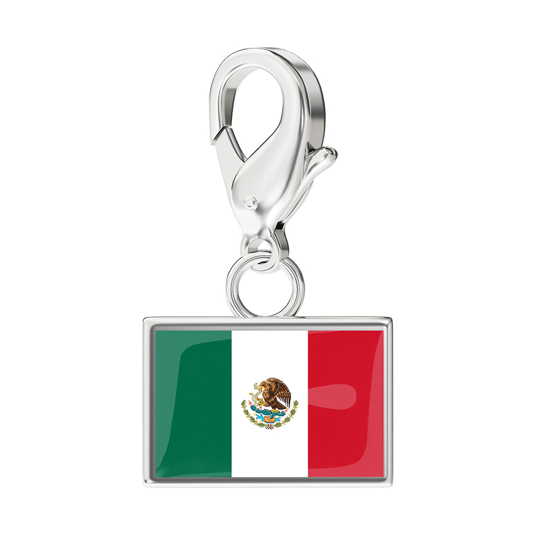 Mexico Flag Charm - Silver