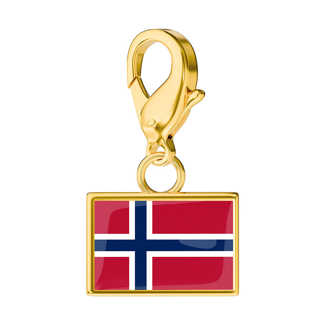Norway Flag Charm - Gold