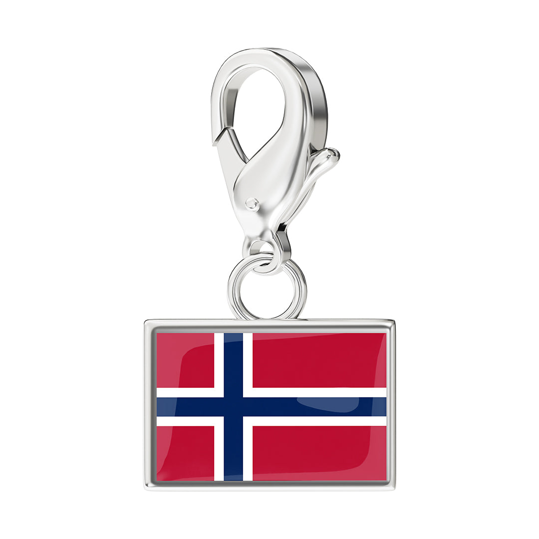 Norway Flag Charm - Silver