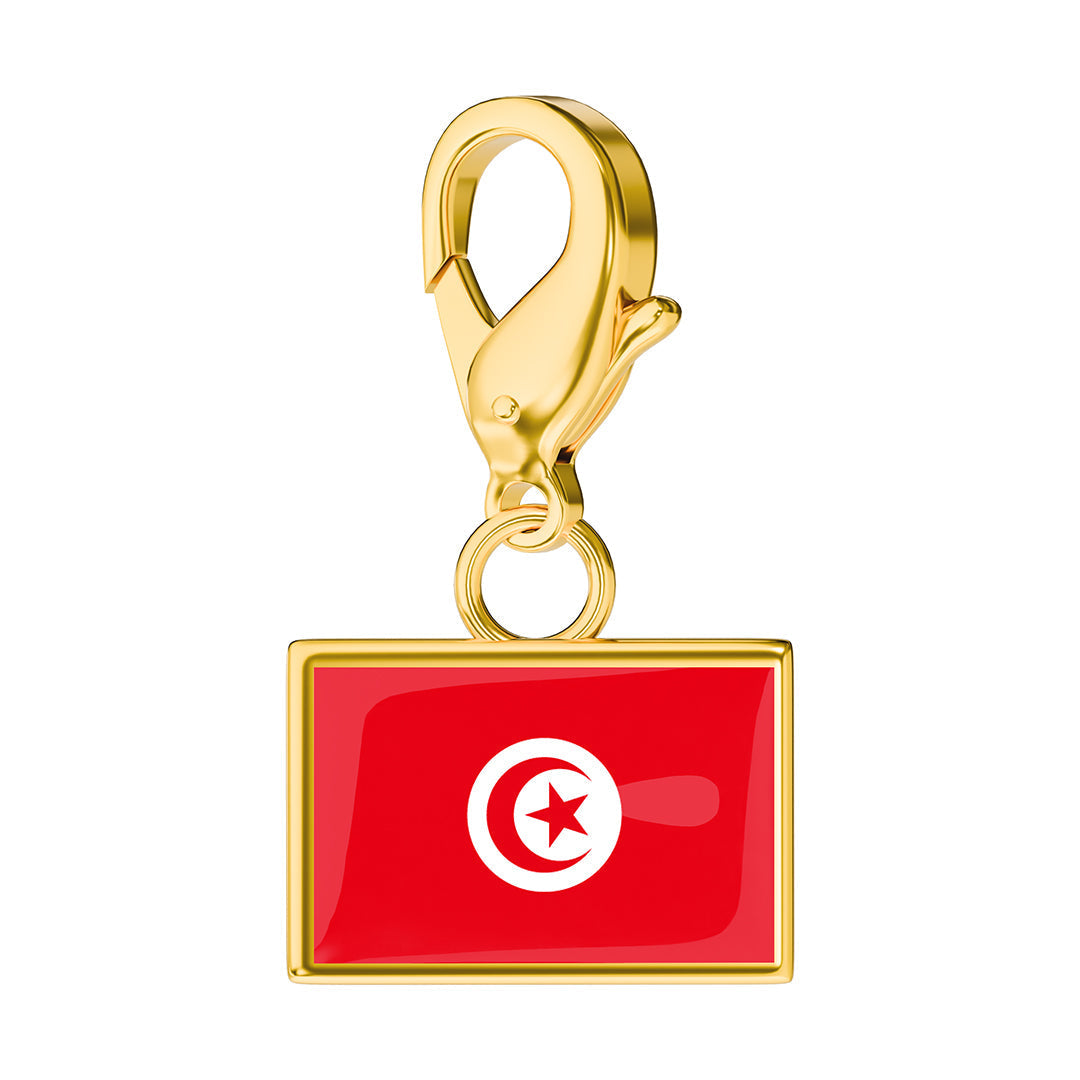 Tunisia Flag Charm - Gold