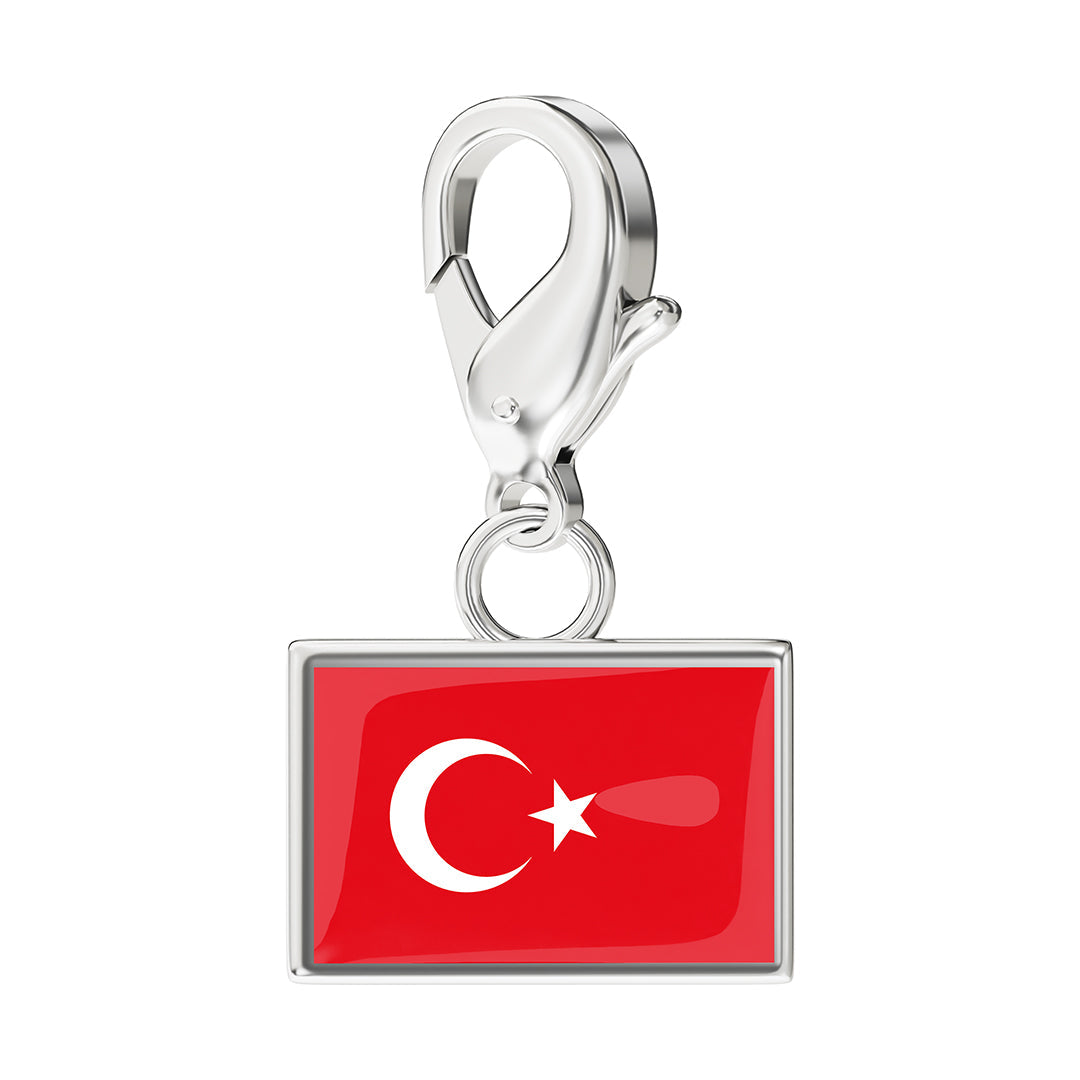 Turkey Flag Charm - Silver