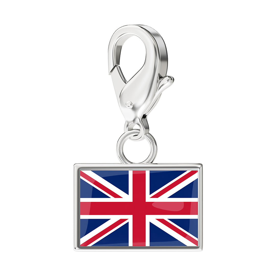 United Kingdom Flag Charm - Silver