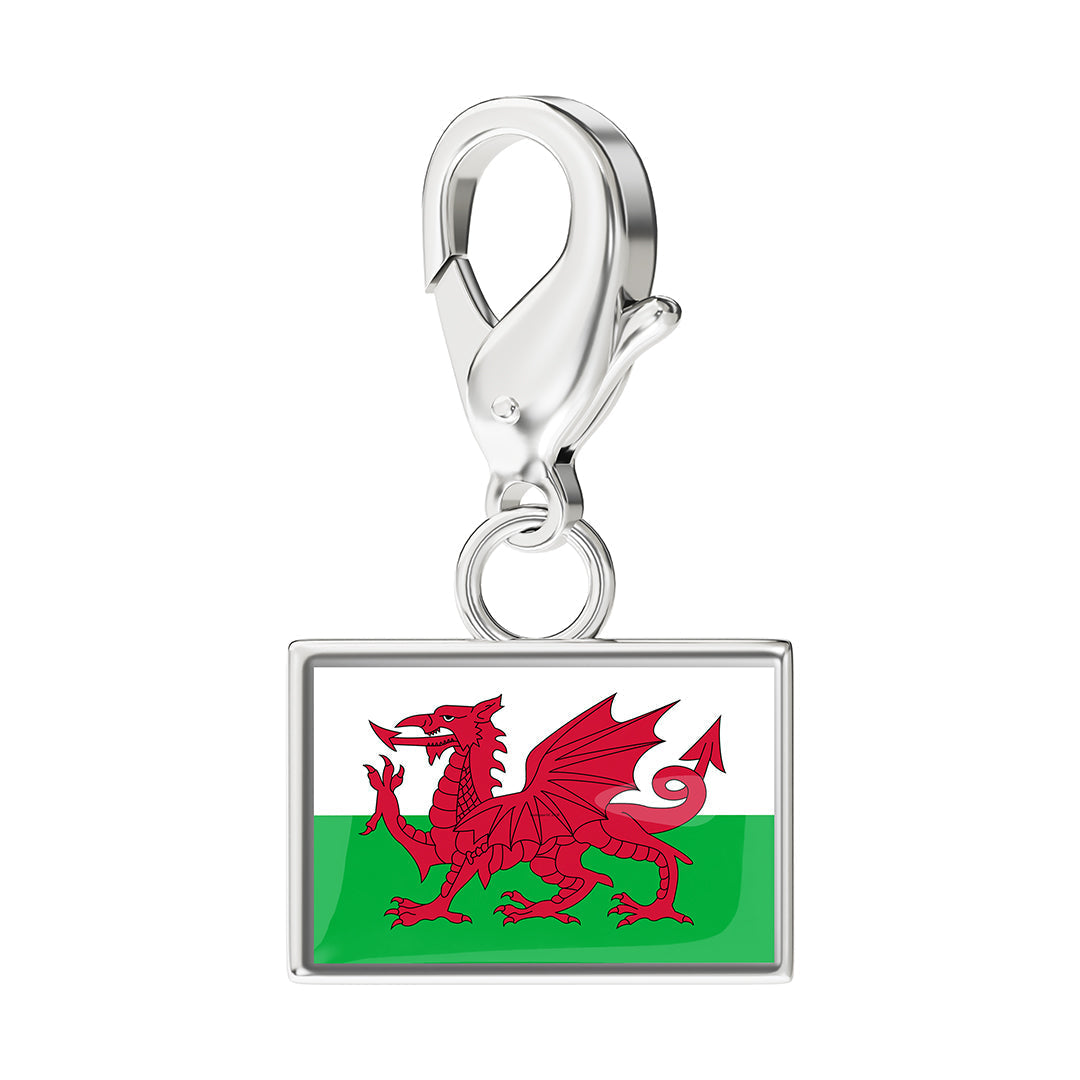Wales Flag Charm - Silver