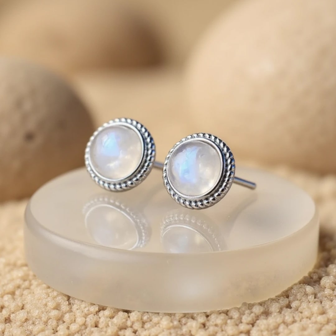 White Labradorite Stud Earrings