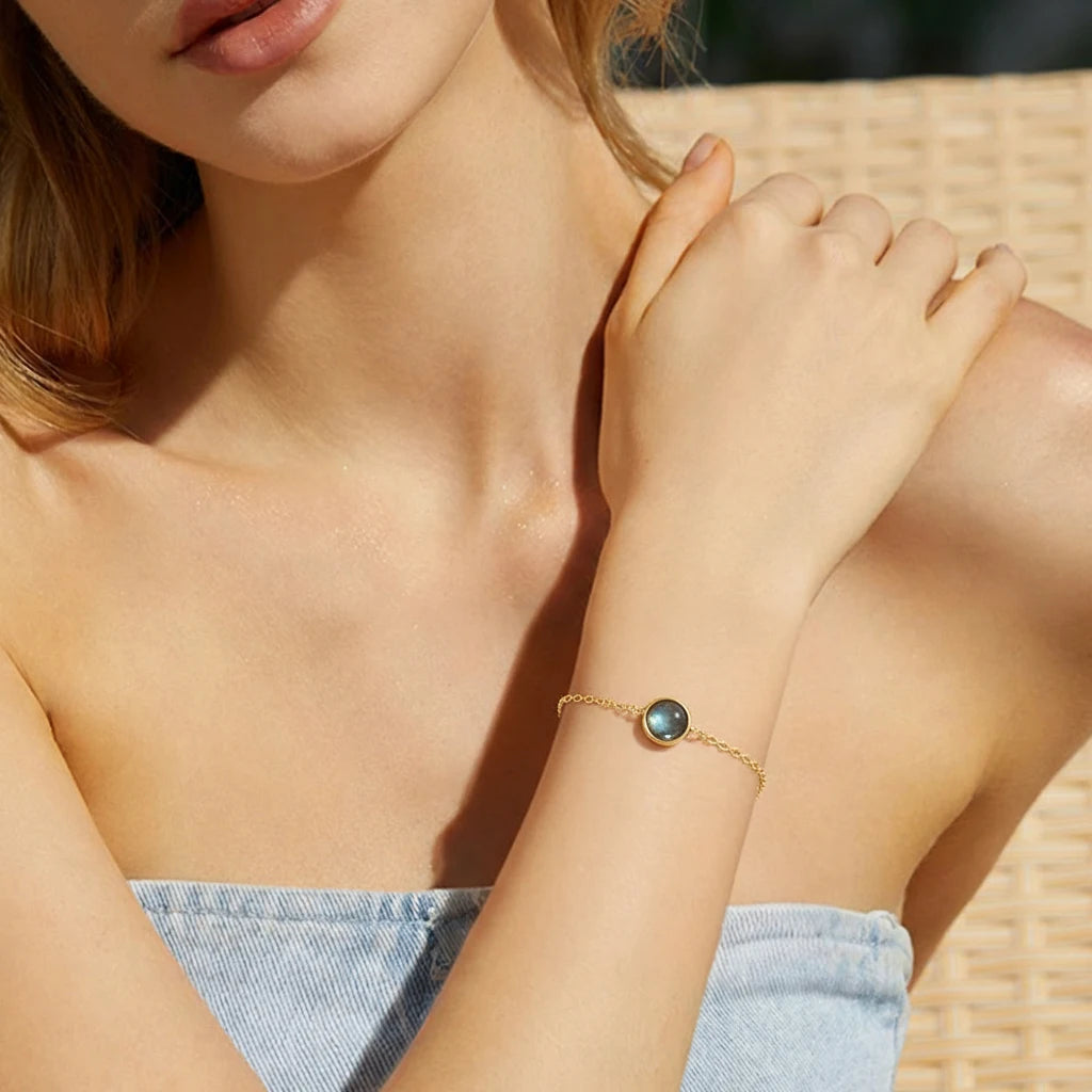 "Clarity & Protection" Bracelet Duo in Labradorite