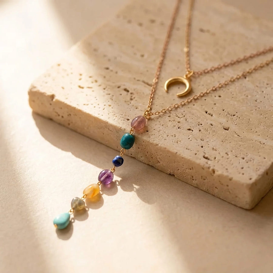 "Cascade of the 7 Chakras" Double Necklace