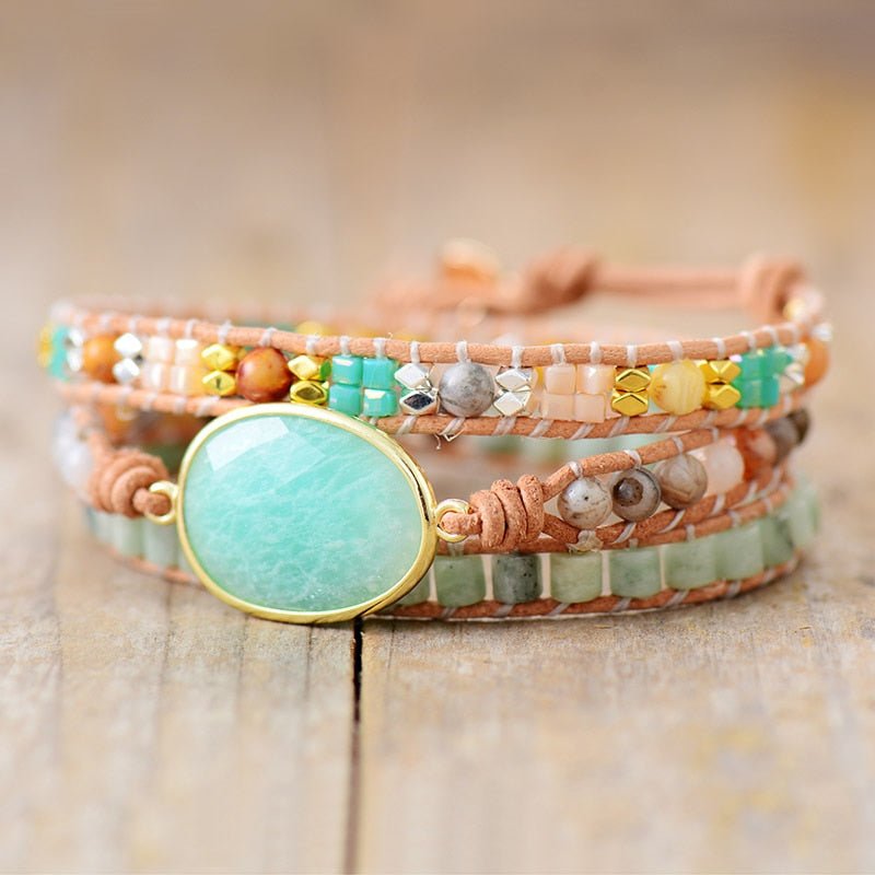 "Amazonite Gentleness" Wrap Bracelet