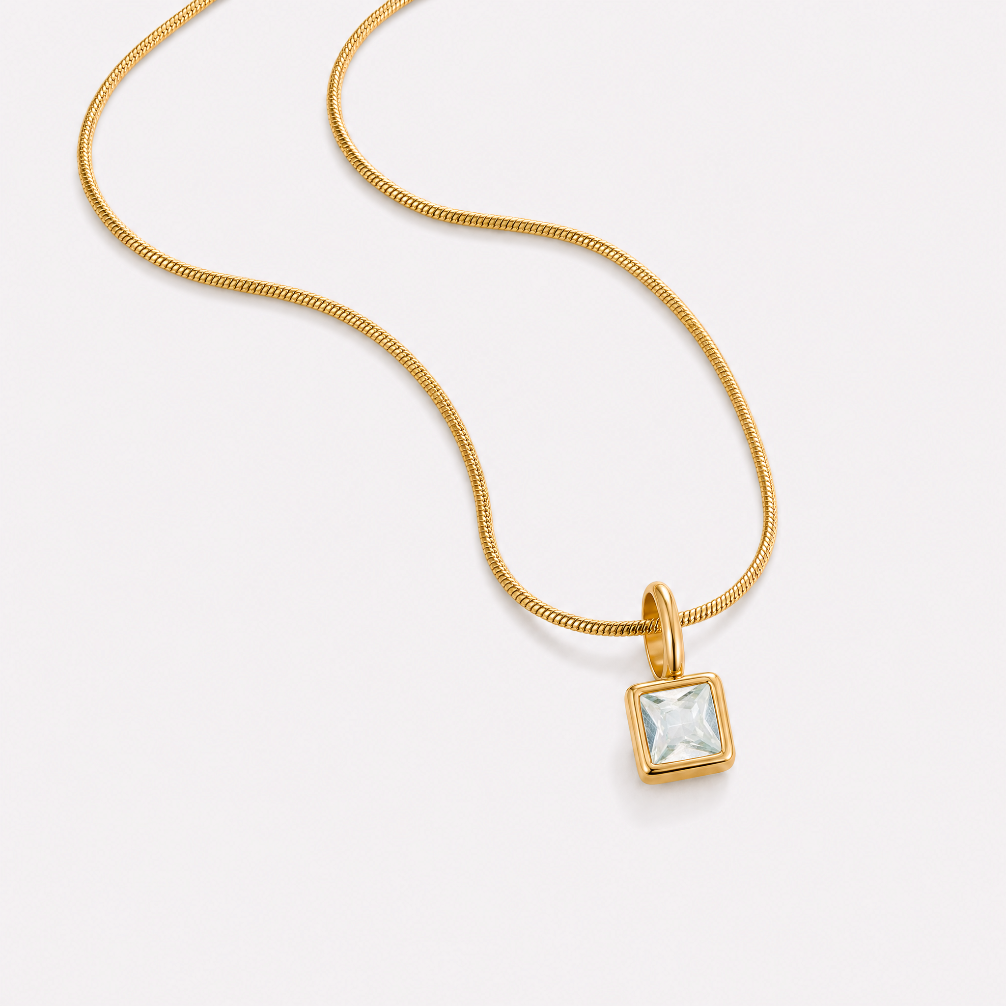 Benedetta Square Birthstone Necklace