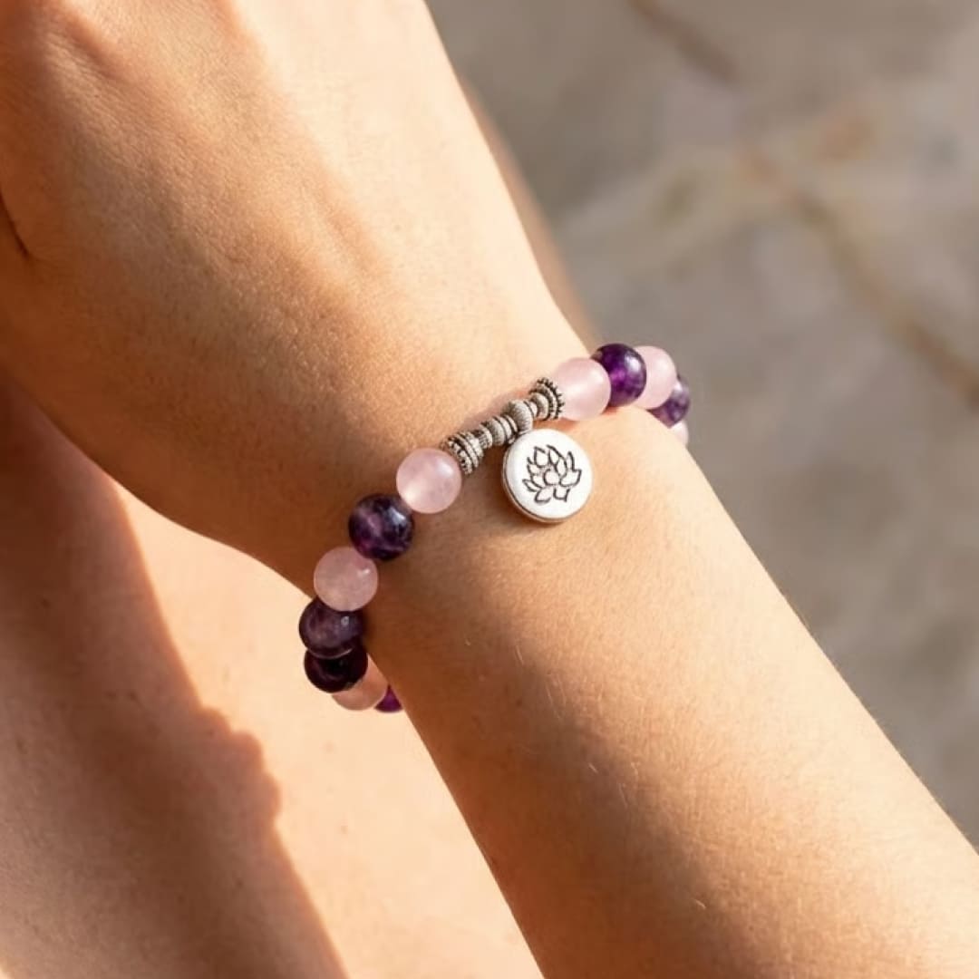 "Love & Serenity" Bracelet in Amethyst & Rose Quartz