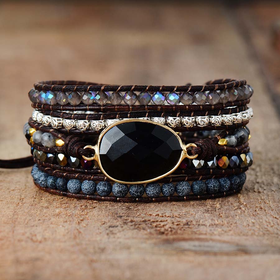"Symbol of Mastery" Wrap Bracelet in Onyx