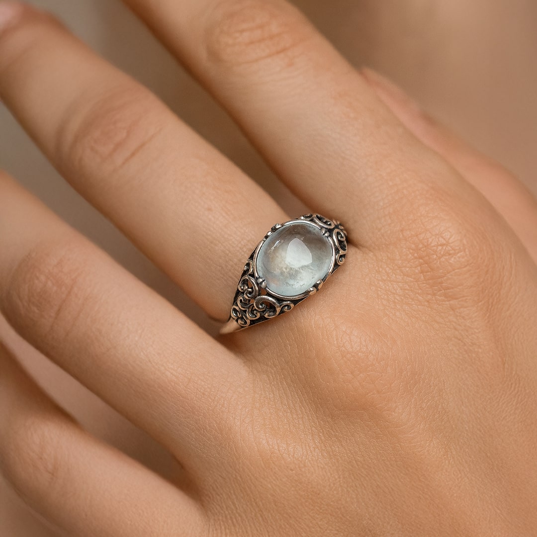 "Voice of the Soul" Adjustable Ring in Aquamarine