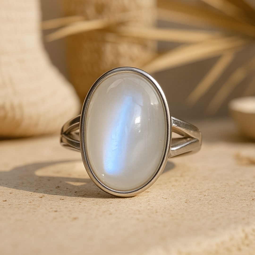 "Phoebe" Adjustable Ring in Moonstone
