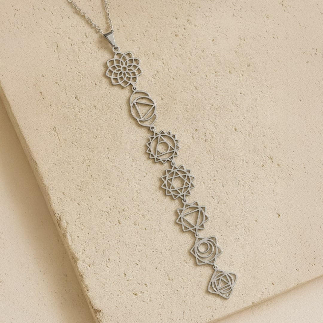 7 Chakras Necklace - 7 Engraved Symbols