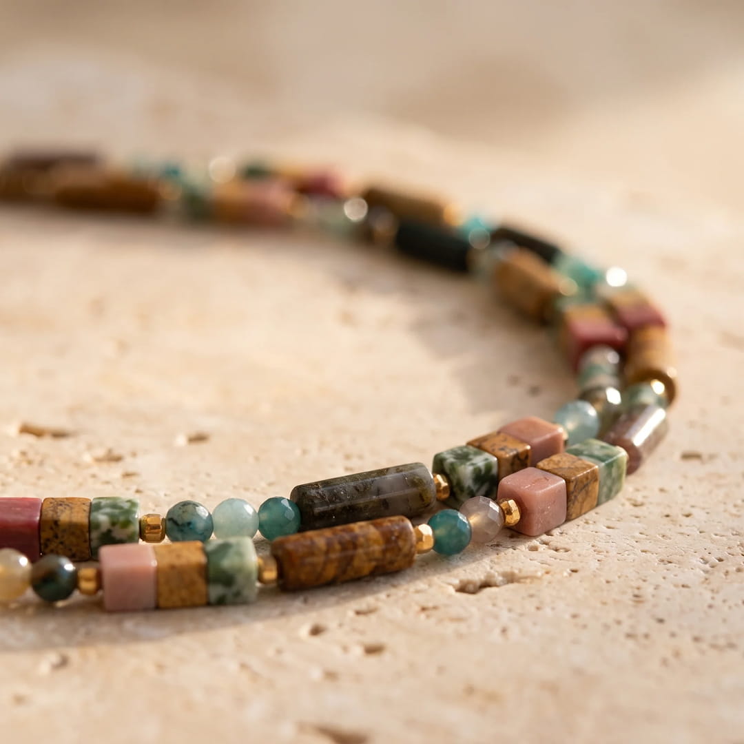 Boho Chic Necklace in Natural Stones