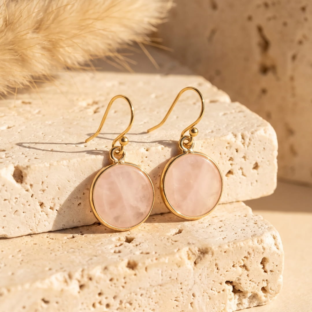 "Elegant Circle" Earrings in Natural Stones