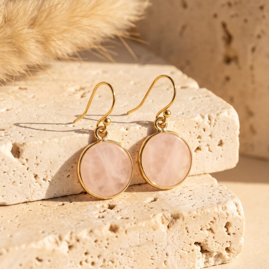 "Elegant Circle" Earrings in Natural Stones