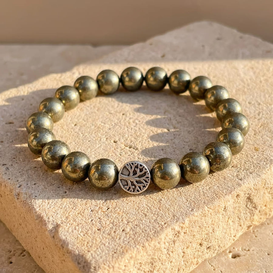 Shield of Prosperity Bracelet in Pyrite