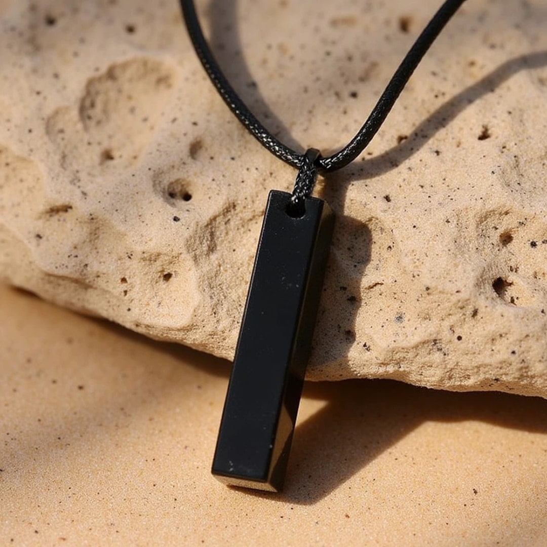 "Protection Rod" Pendant in Black Obsidian