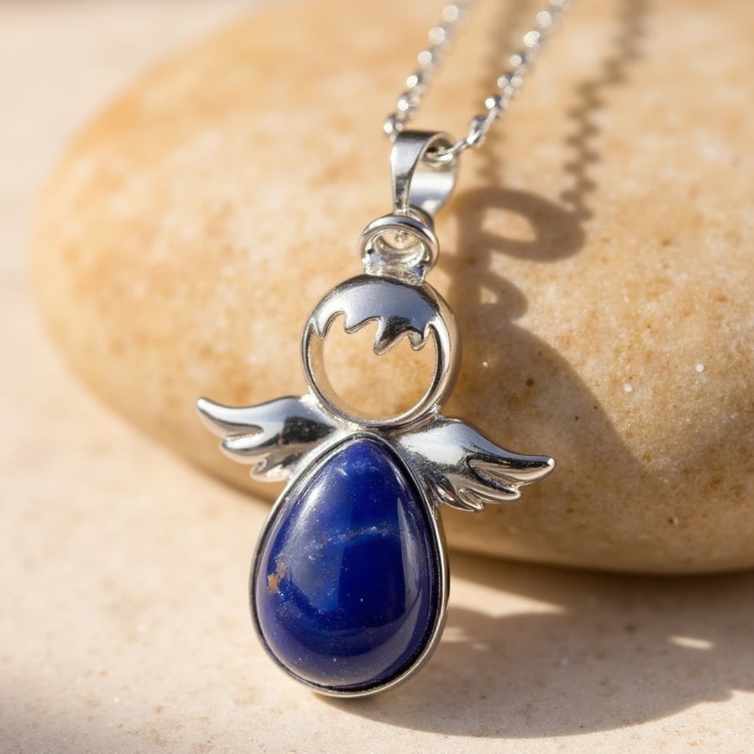 "Little Winged Guardian" Pendant and its Natural Stone
