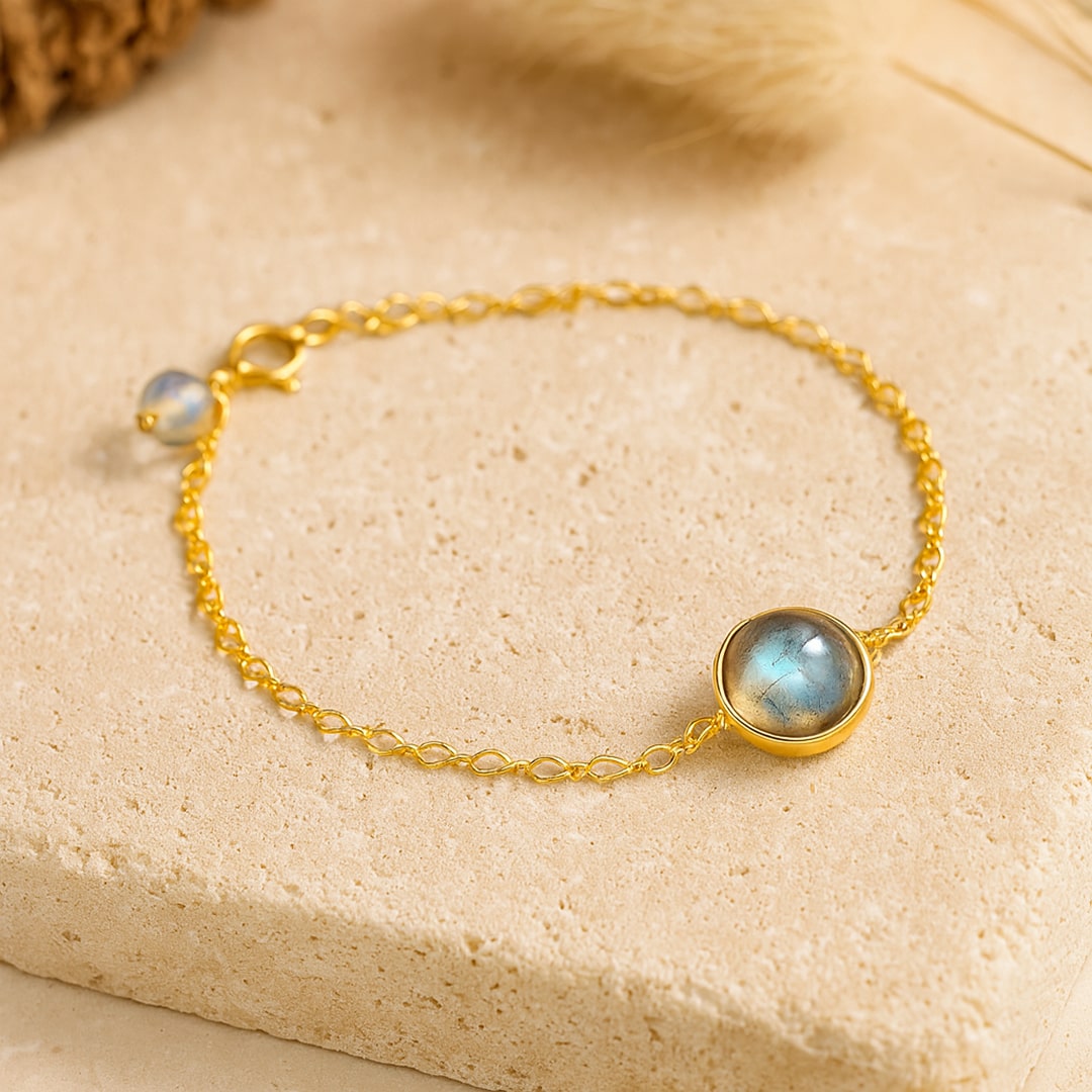 "Clarity & Protection" Bracelet Duo in Labradorite